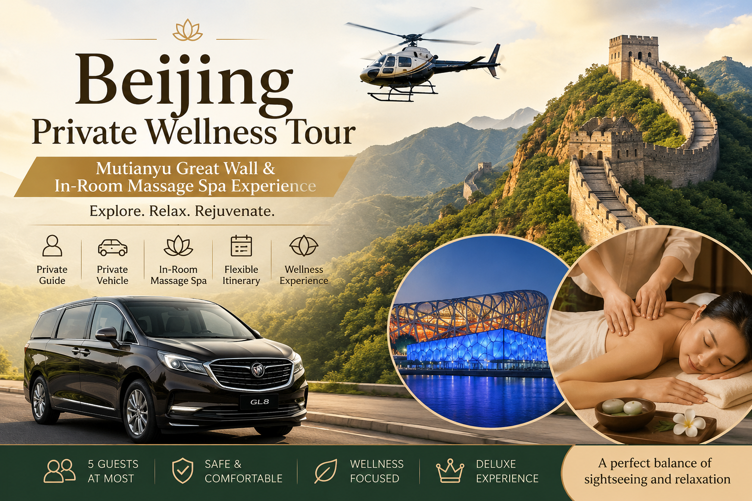 Beijing Private Wellness Tour – Mutianyu Great Wall & In-Room Massage Spa Experience